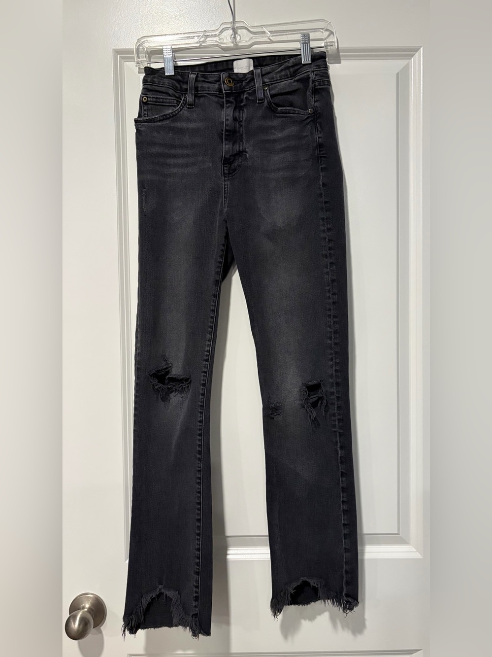 Jonathan Simkhai Women’s Black Distressed Straight-Leg Jeans